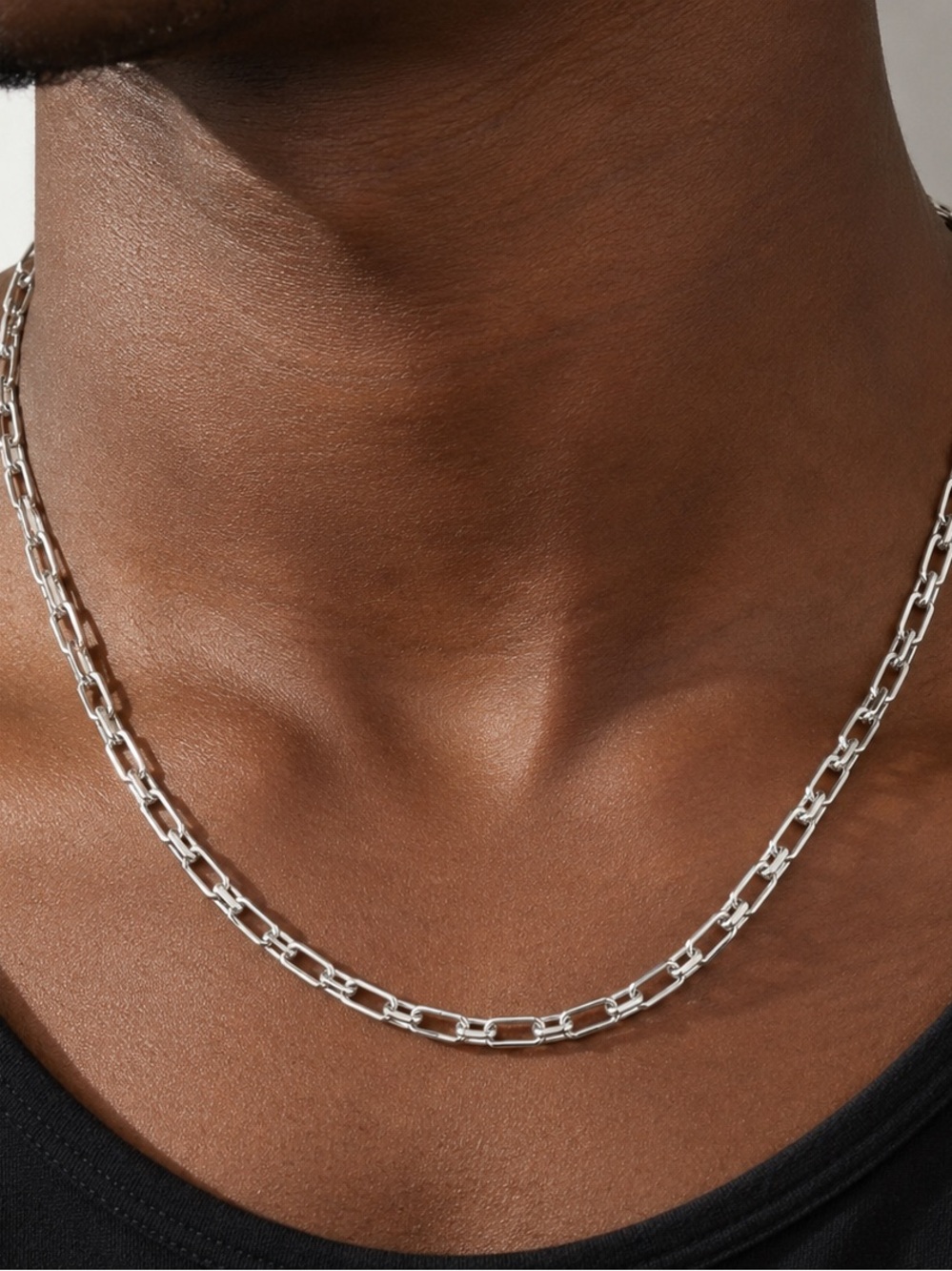 Minimal Silver tone Paperclip Chain Necklace - Unisex Jewelry- 18 Inches